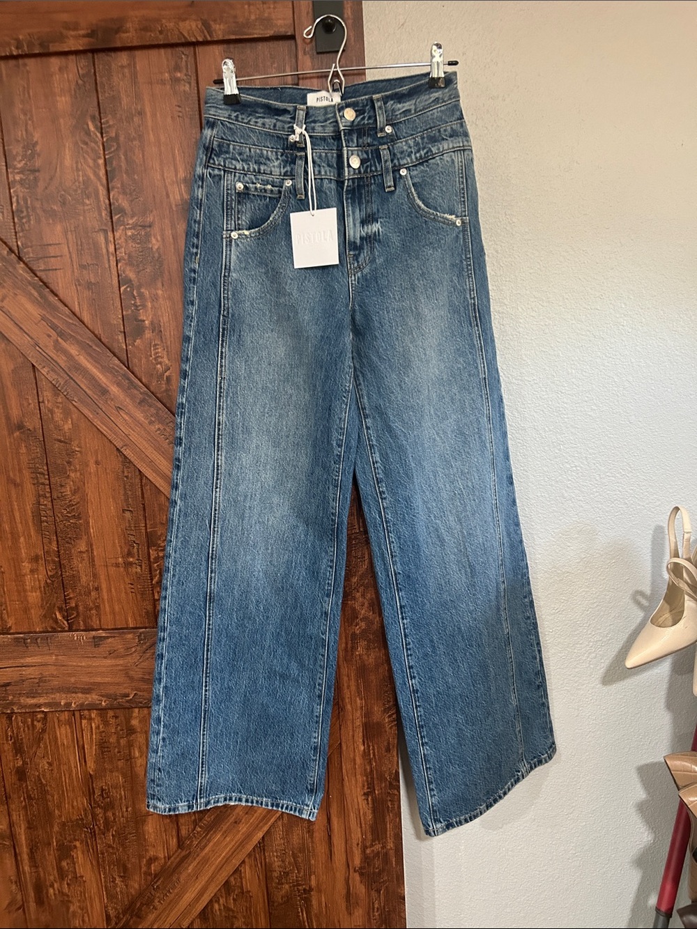 pistola Wide Leg High-Rise Jeans in Medium Blue Wash